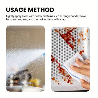 Multifunctional degreaser suitable for stovetops and range hoods; safe for daily use.