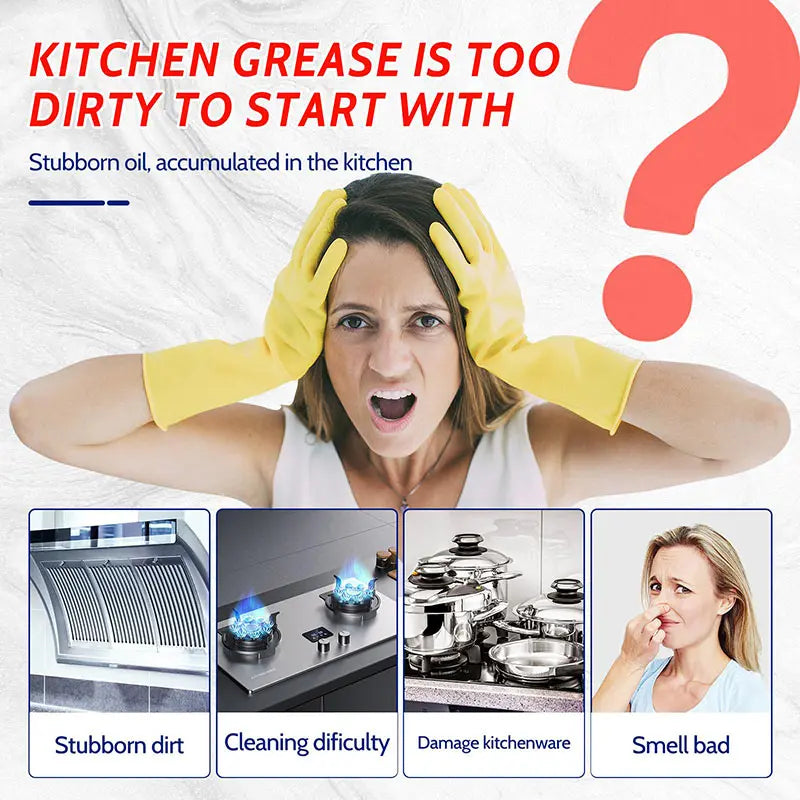 Multifunctional degreaser suitable for stovetops and range hoods; safe for daily use.