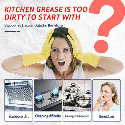 Multifunctional degreaser suitable for stovetops and range hoods; safe for daily use.